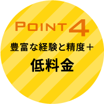 point4　豊富な経験と精度+ 低料金